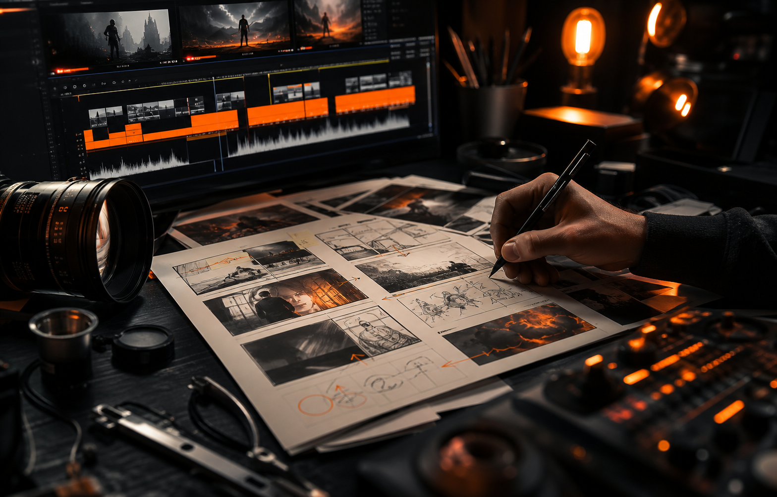 AI storyboard and editing desk
